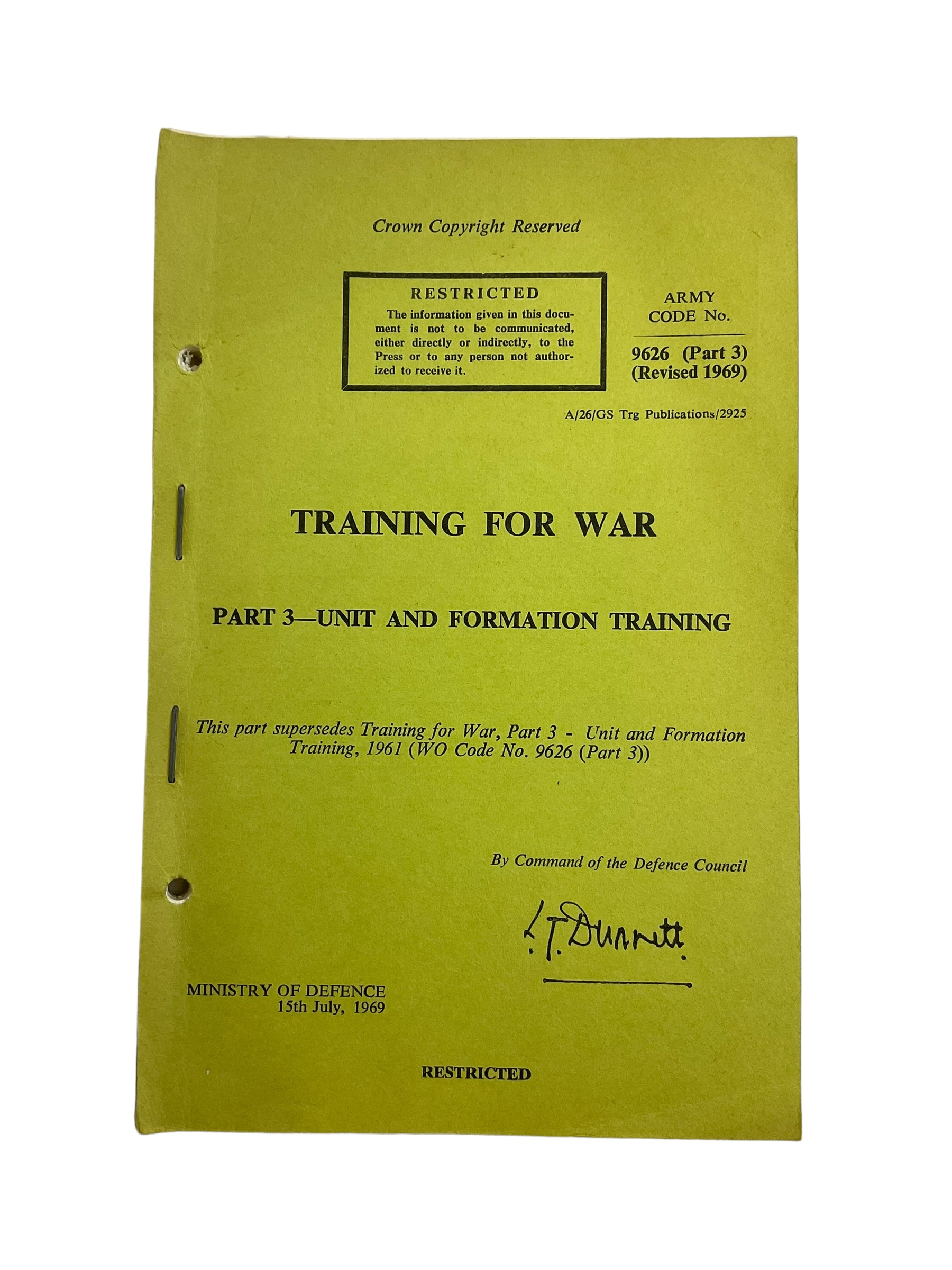 British Training for War Part 3 Unit and Formation Training Softcover Reference Book British Training for War Part 3 Unit and Formation Training Softcover Reference Book
