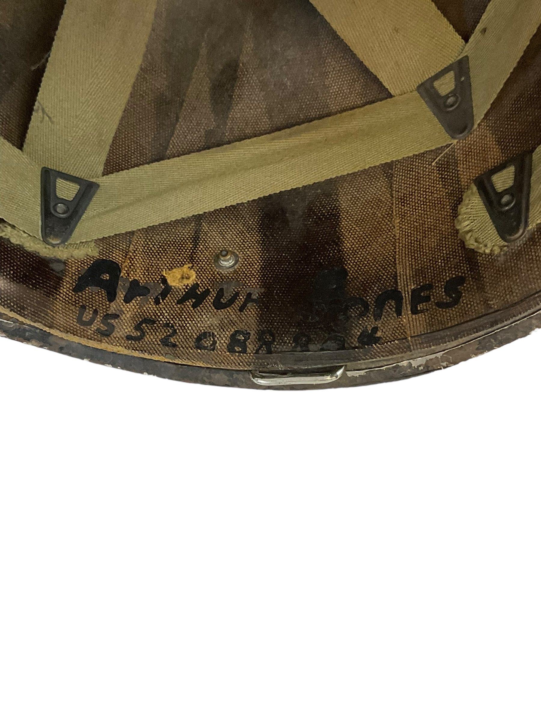 WW2 US M1 Steel Helmet Front Seam Fixed Bail with Cut Down Liner WW2 US M1 Steel Helmet Front Seam Fixed Bail with Cut Down Liner