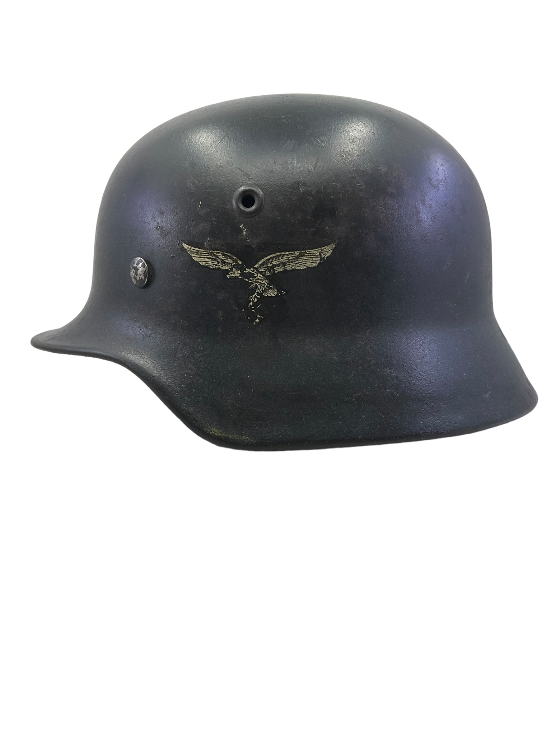 WW2 German Luftwaffe M40 Single Decal Steel Helmet Lot #836 ET62 WW2 German Luftwaffe M40 Single Decal Steel Helmet Lot #836 ET62