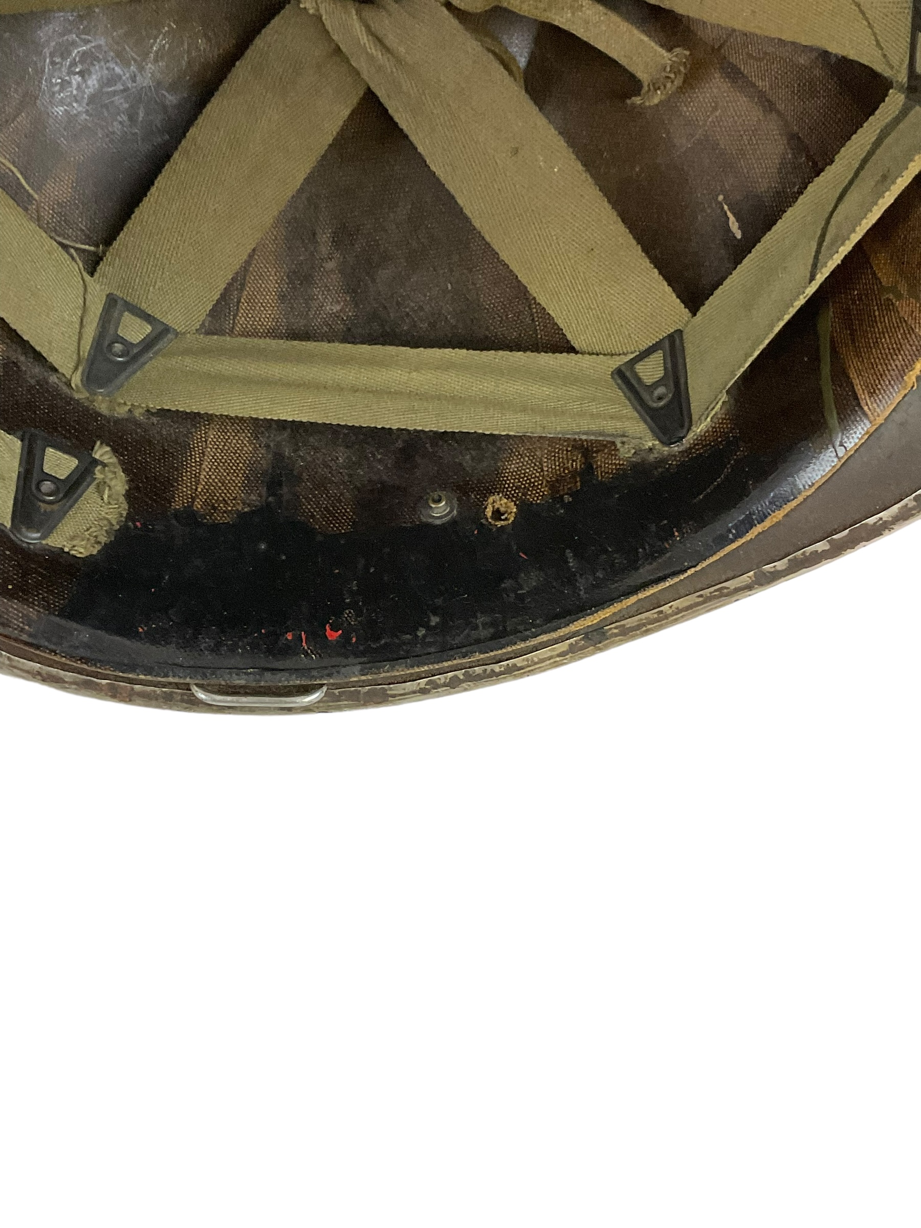 WW2 US M1 Steel Helmet Front Seam Fixed Bail with Cut Down Liner WW2 US M1 Steel Helmet Front Seam Fixed Bail with Cut Down Liner