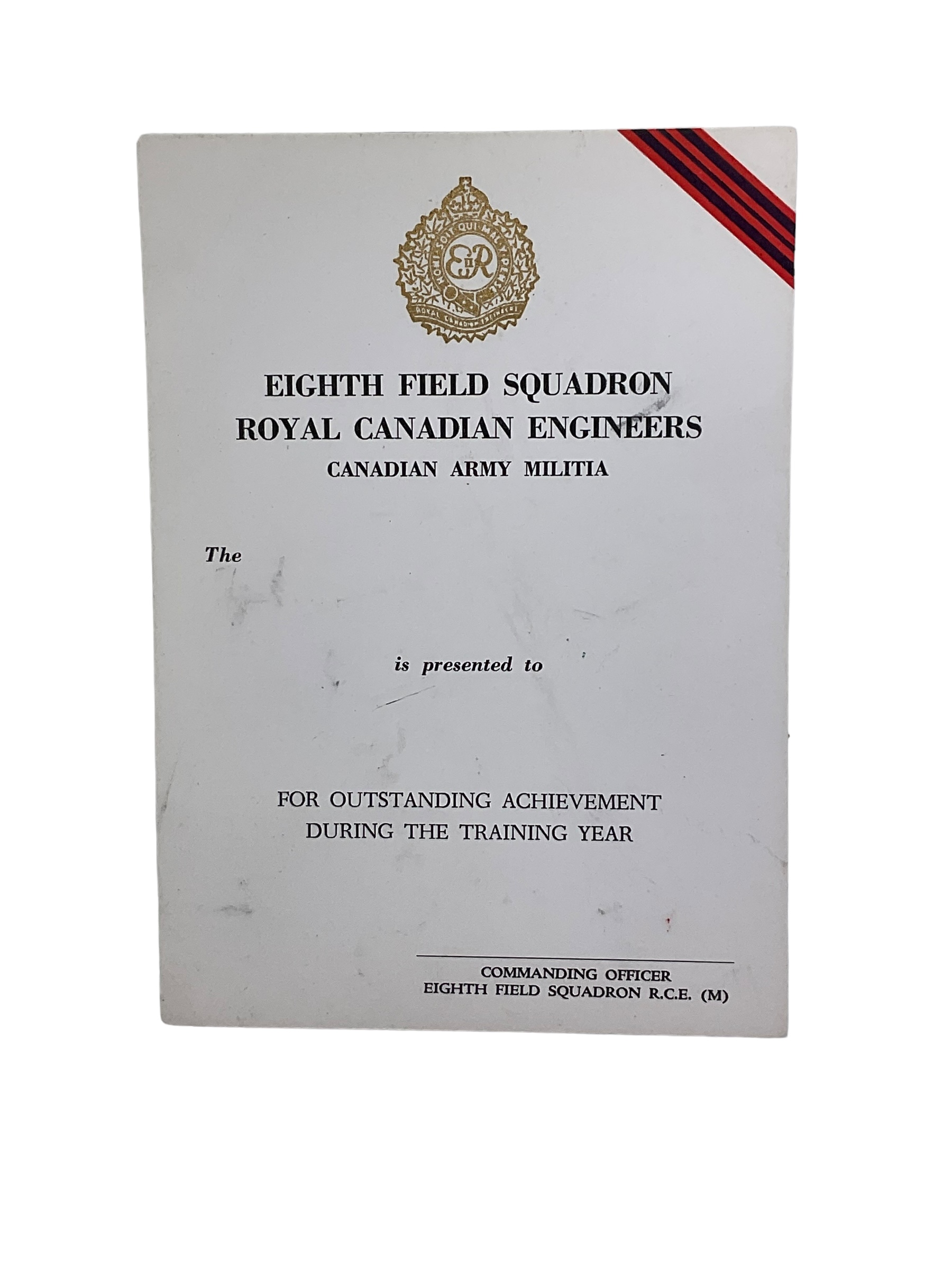 Royal Canadian Engineers 8th Field Squadron Achievement Certificate Royal Canadian Engineers 8th Field Squadron Achievement Certificate