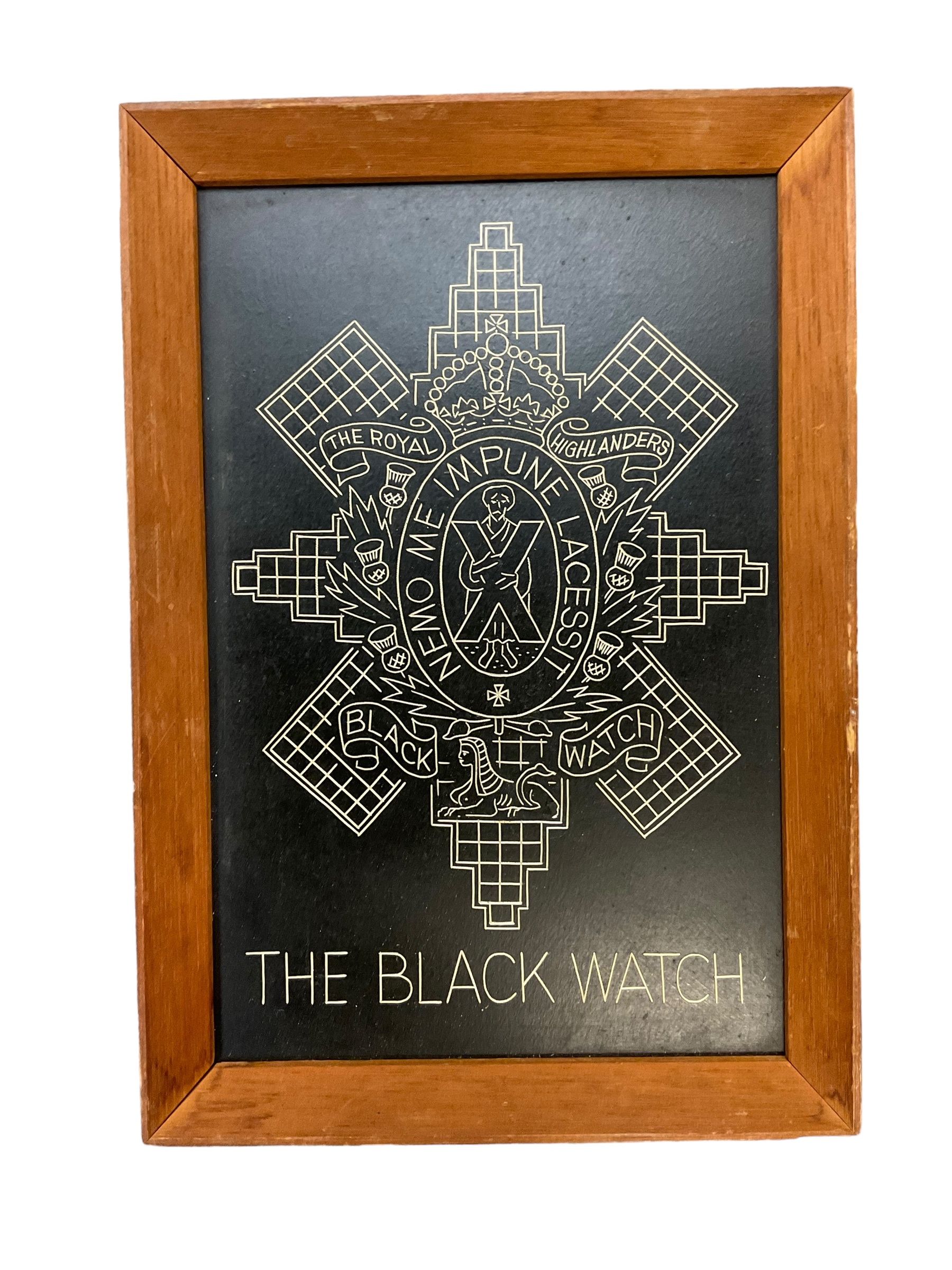 British Black Watch Pipes and Drums Engraved Plaque British Black Watch Pipes and Drums Engraved Plaque