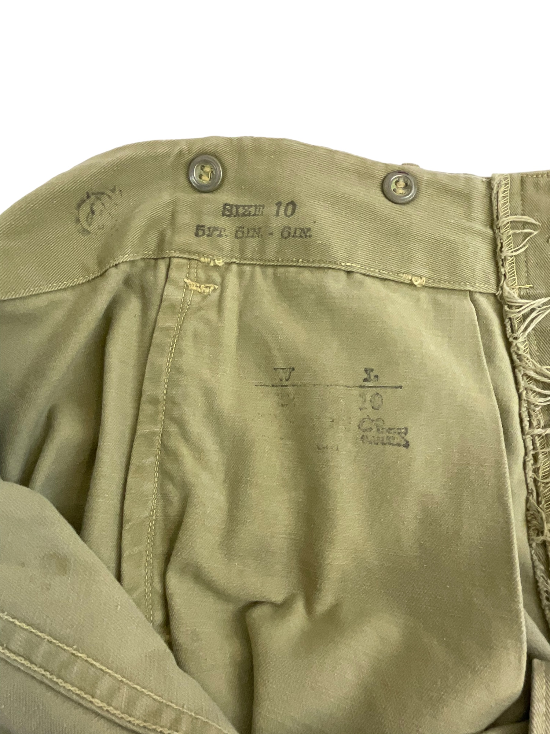 WW2 Canadian Army Tropical Shorts Size 10 C Broad Arrowed WW2 Canadian Army Tropical Shorts Size 10 C Broad Arrowed