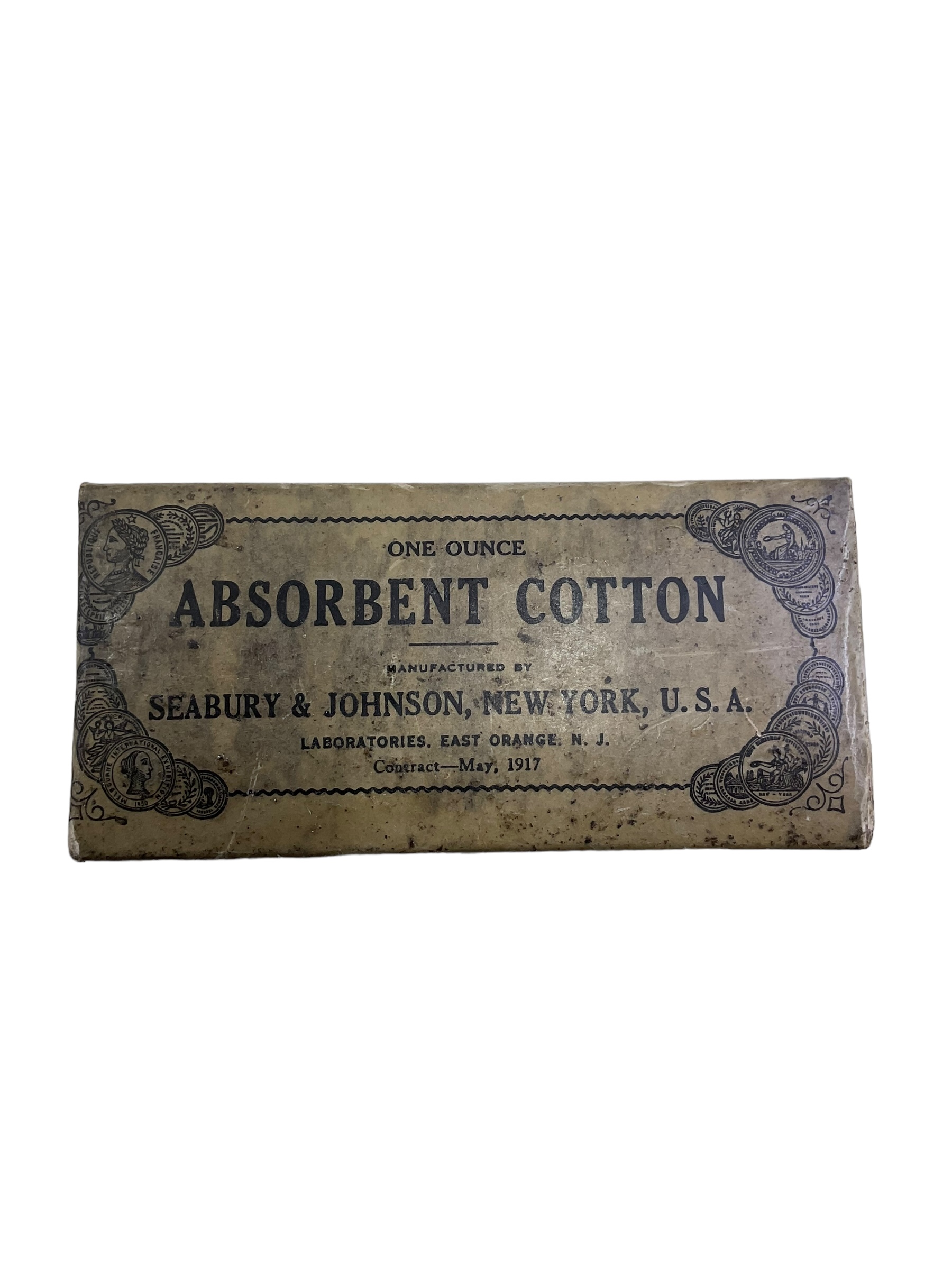 WW1 US AEF Absorbent Cotton Dressing First Aid Sealed in Container WW1 US AEF Absorbent Cotton Dressing First Aid Sealed in Container