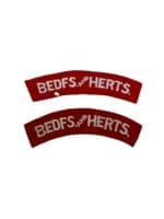 British Bedfordshire and Hertsfordshire Shoulder Titles Insignia Pair