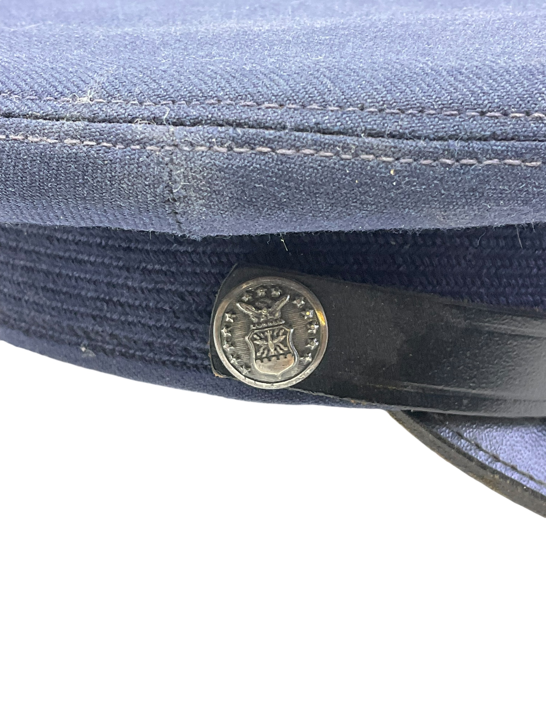 US USAF Blue Peak Cap Hat Named Unit Marked Size 7 US USAF Blue Peak Cap Hat Named Unit Marked Size 7