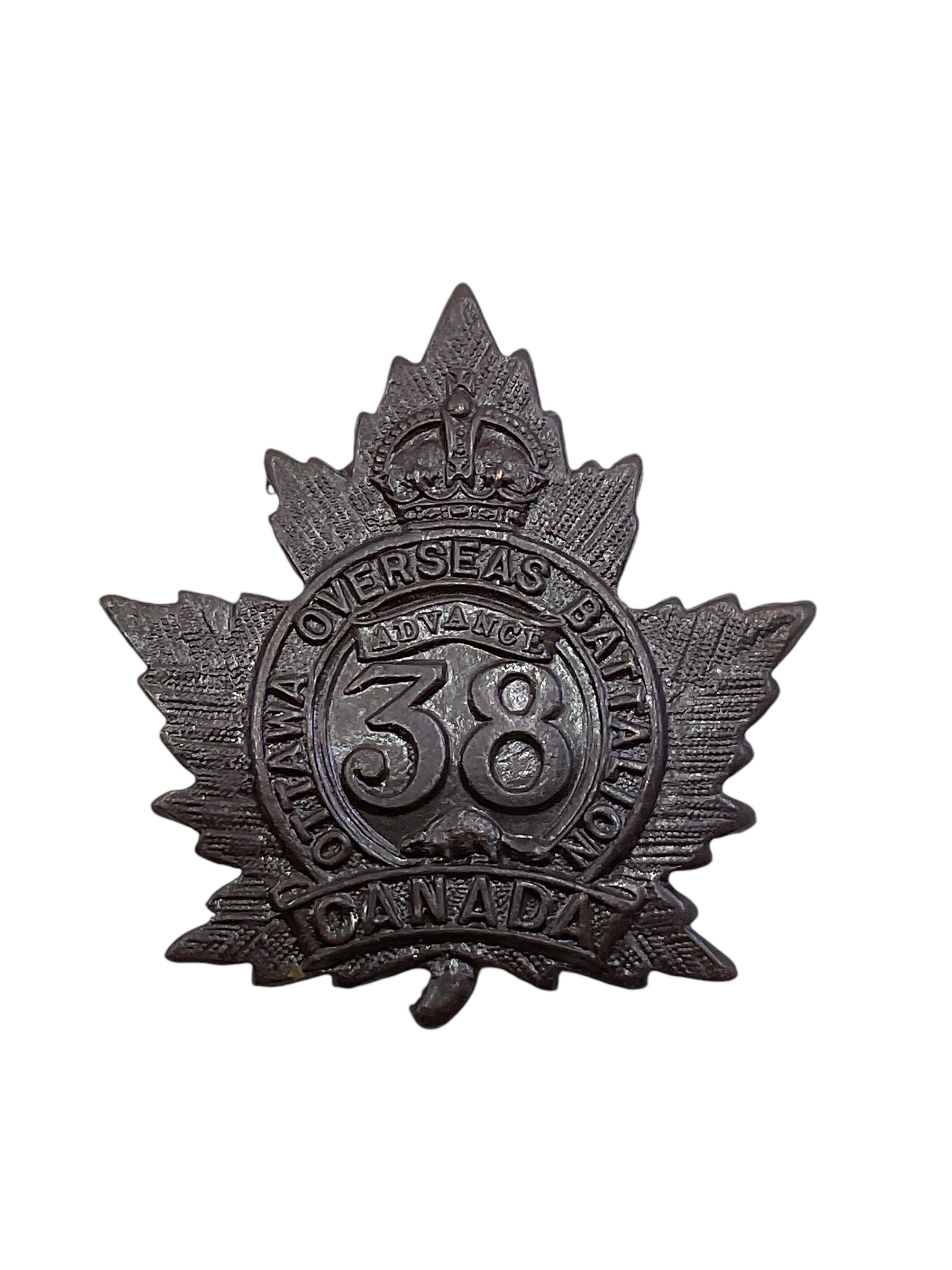 WW1 Canadian CEF 38th Battalion Cap Badge WW1 Canadian CEF 38th Battalion Cap Badge
