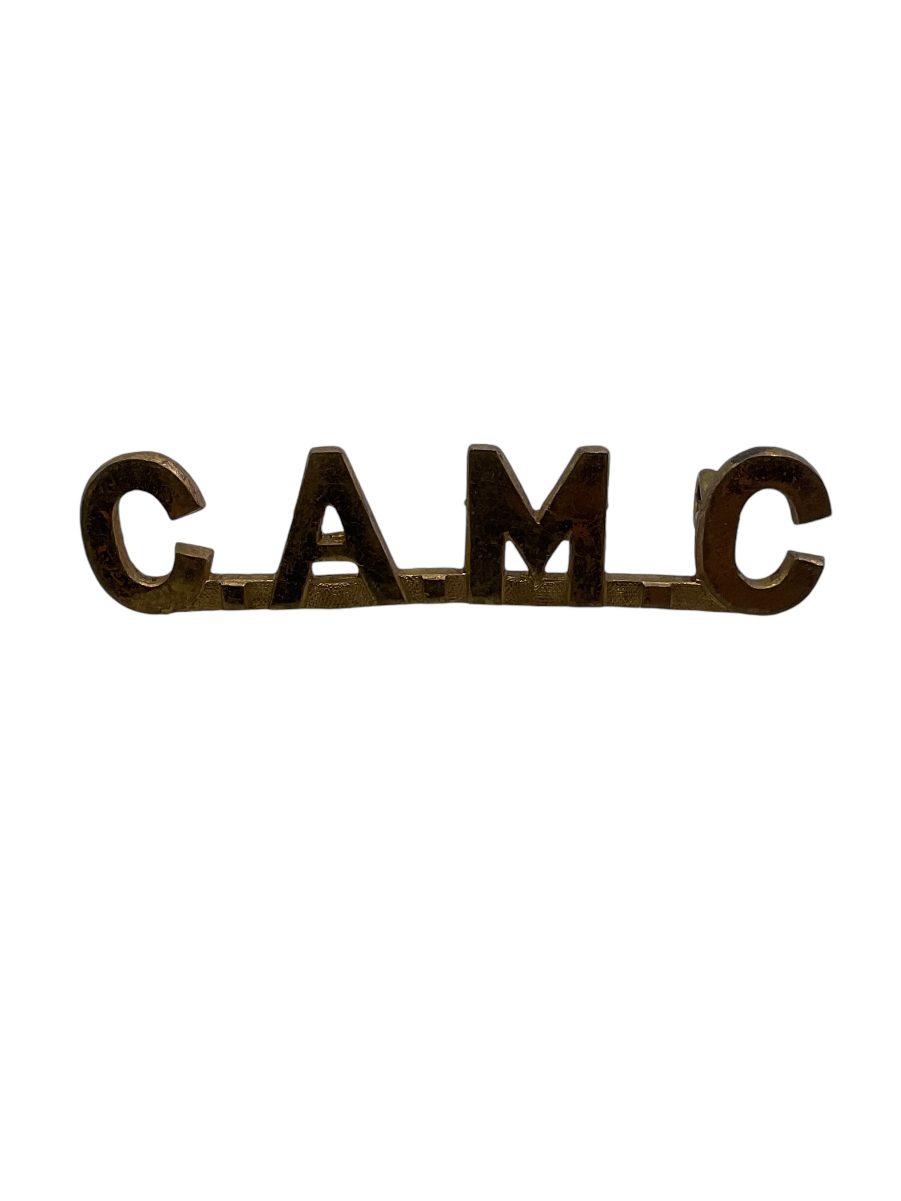 WW1 Canadian CEF Army Medical Corps CAMC Gilt Officers Shoulder Title Insignia Single WW1 Canadian CEF Army Medical Corps CAMC Gilt Officers Shoulder Title Insignia Single