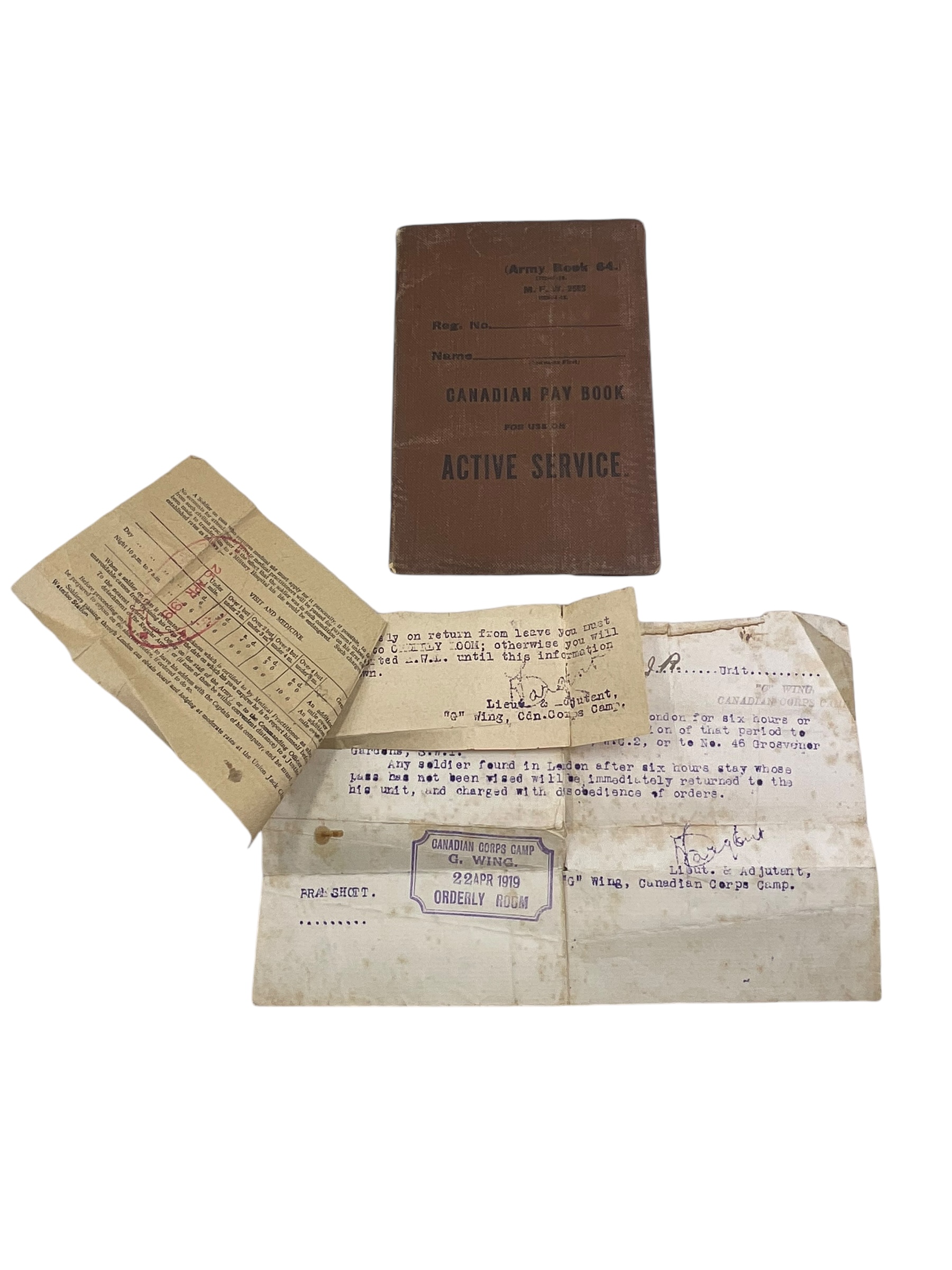 WW1 Canadian CEF 2nd Depot Btn Active Service Pay Book Named WW1 Canadian CEF 2nd Depot Btn Active Service Pay Book Named