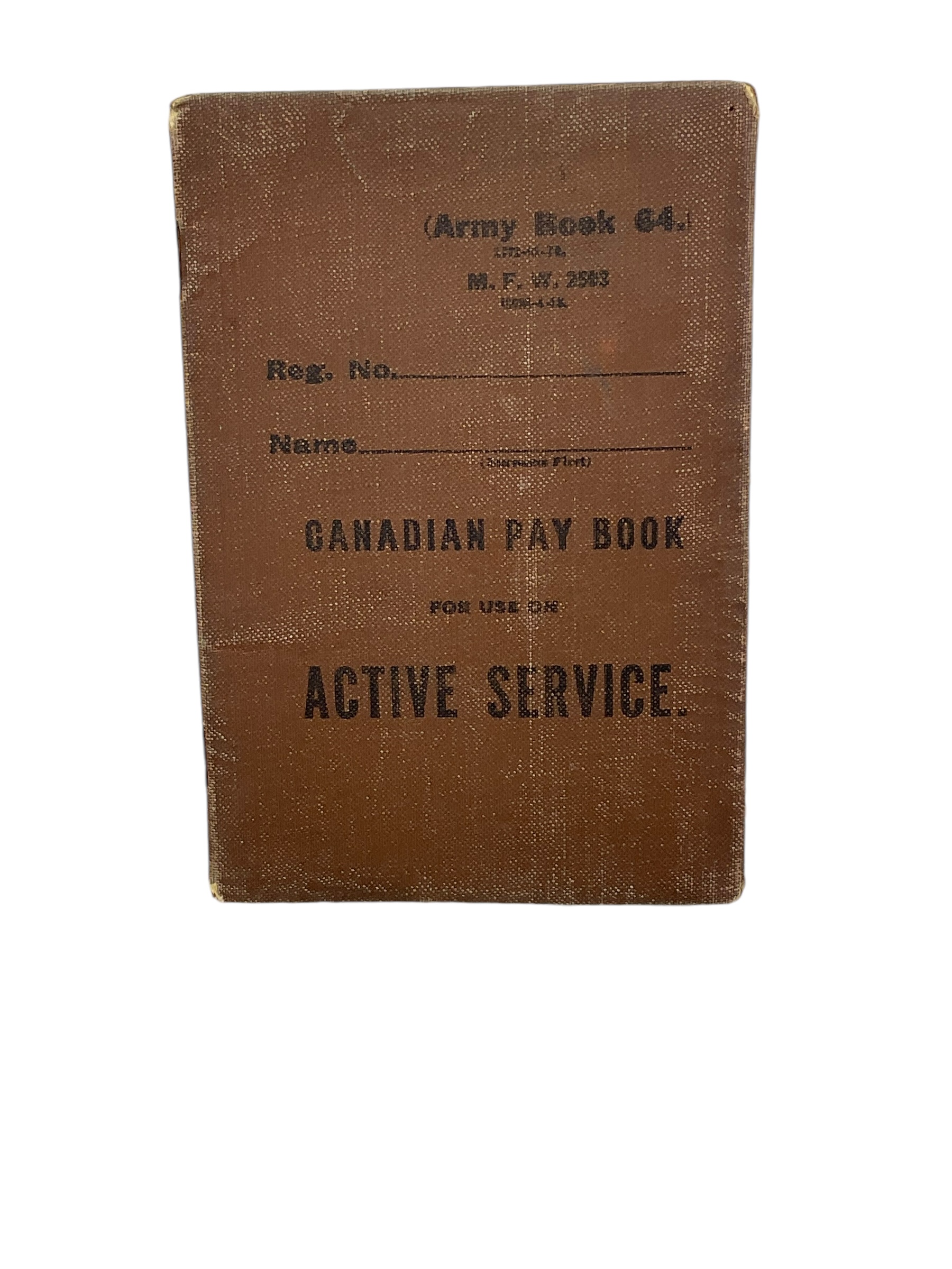WW1 Canadian CEF 2nd Depot Btn Active Service Pay Book Named WW1 Canadian CEF 2nd Depot Btn Active Service Pay Book Named