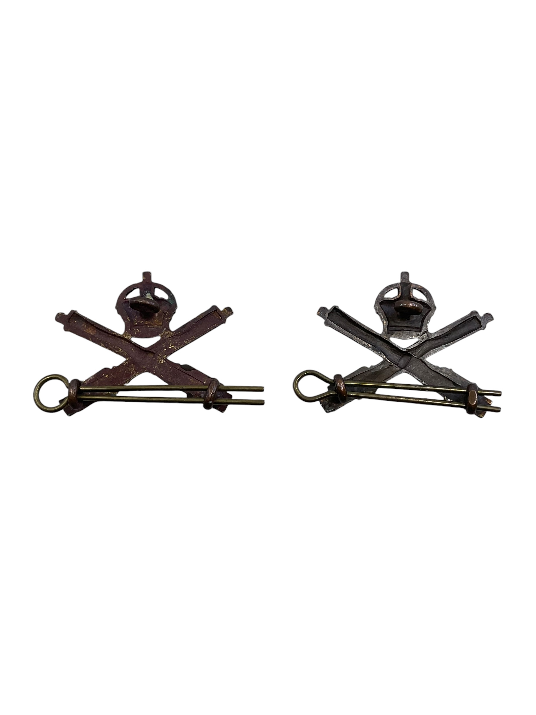 WW1 British BEF Machine Gun Corps MGC Bronze Officers Collars Insignia Pair WW1 British BEF Machine Gun Corps MGC Bronze Officers Collars Insignia Pair