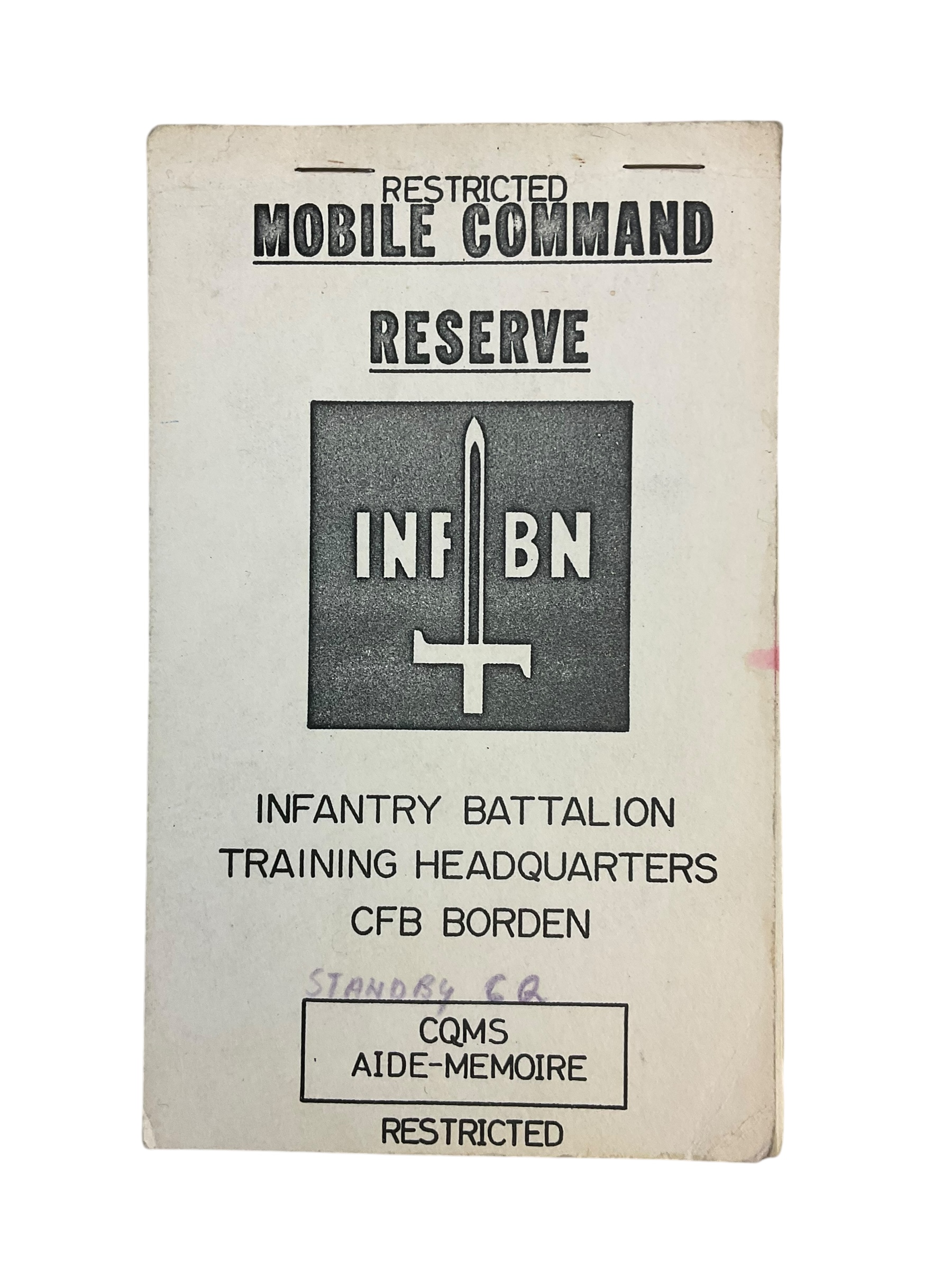 Canadian Forces INF BN CFB Borden CQMS Aide Memorie Used Softcover Reference Book Canadian Forces INF BN CFB Borden CQMS Aide Memorie Used Softcover Reference Book