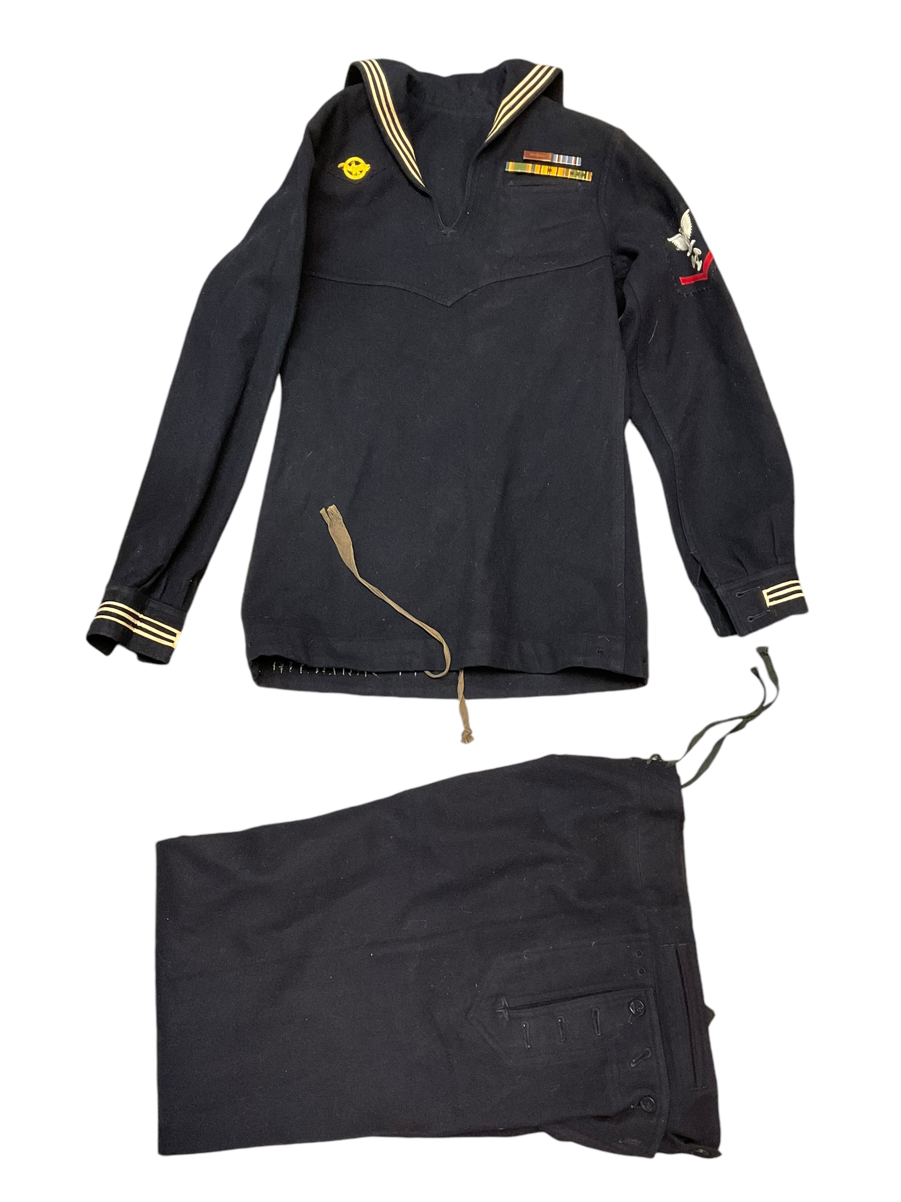 WW2 US USN Navy Jumper Uniform with Trousers Named WW2 US USN Navy Jumper Uniform with Trousers Named