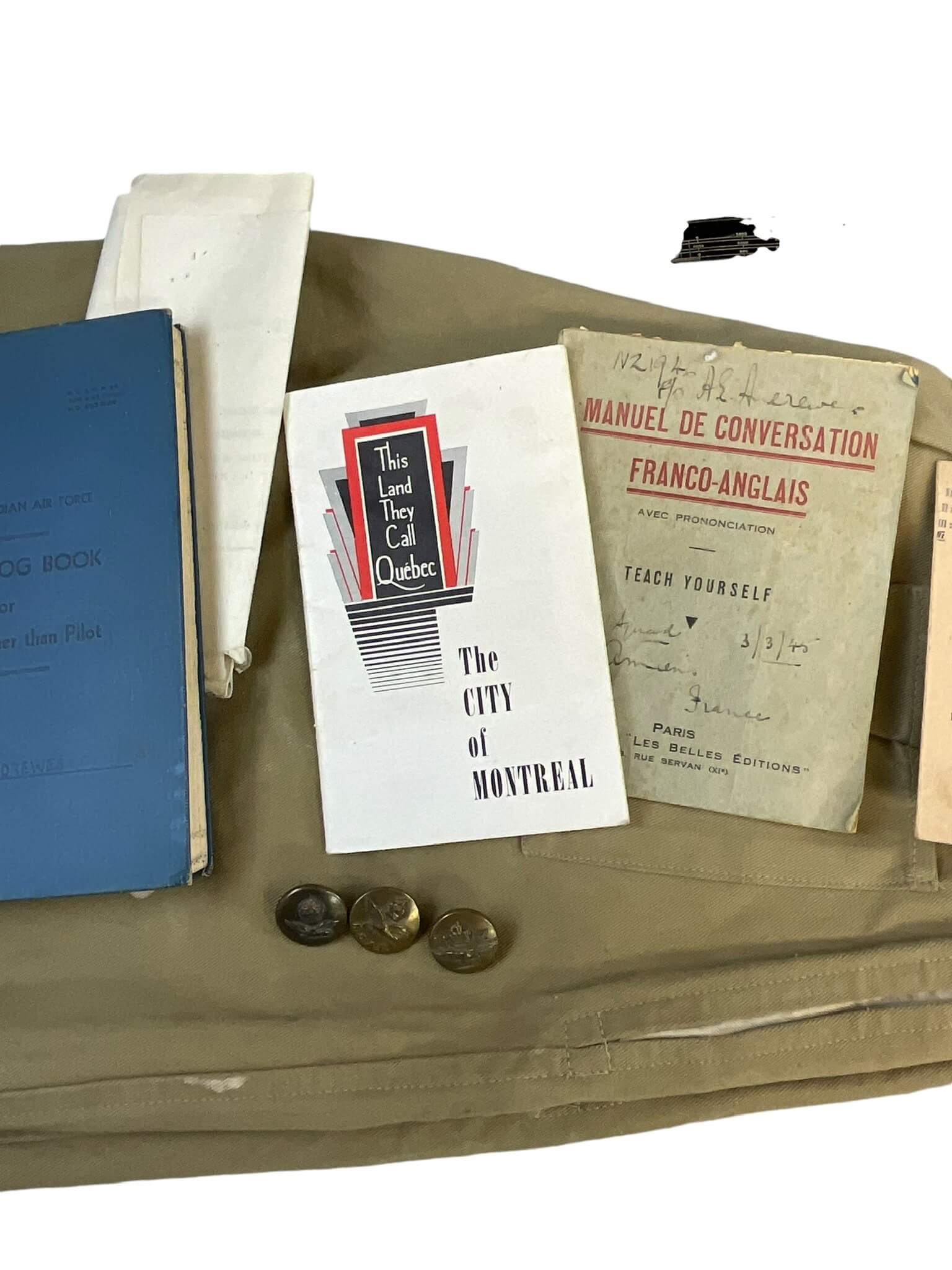 WW2 New Zealand Mosquito Navigator Uniform X 3 Log Book Grouping WW2 New Zealand Mosquito Navigator Uniform X 3 Log Book Grouping