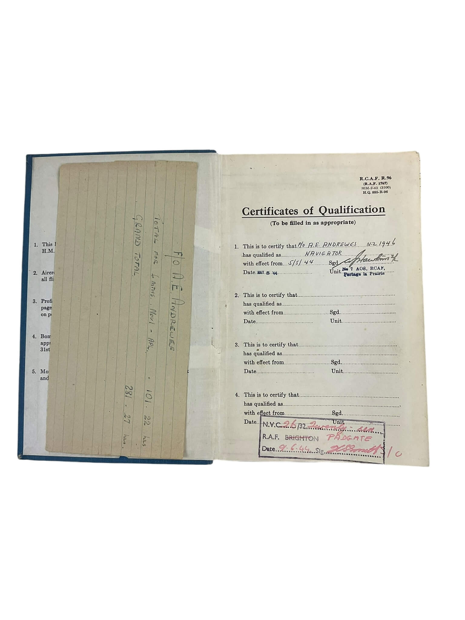 WW2 New Zealand Mosquito Navigator Uniform X 3 Log Book Grouping WW2 New Zealand Mosquito Navigator Uniform X 3 Log Book Grouping