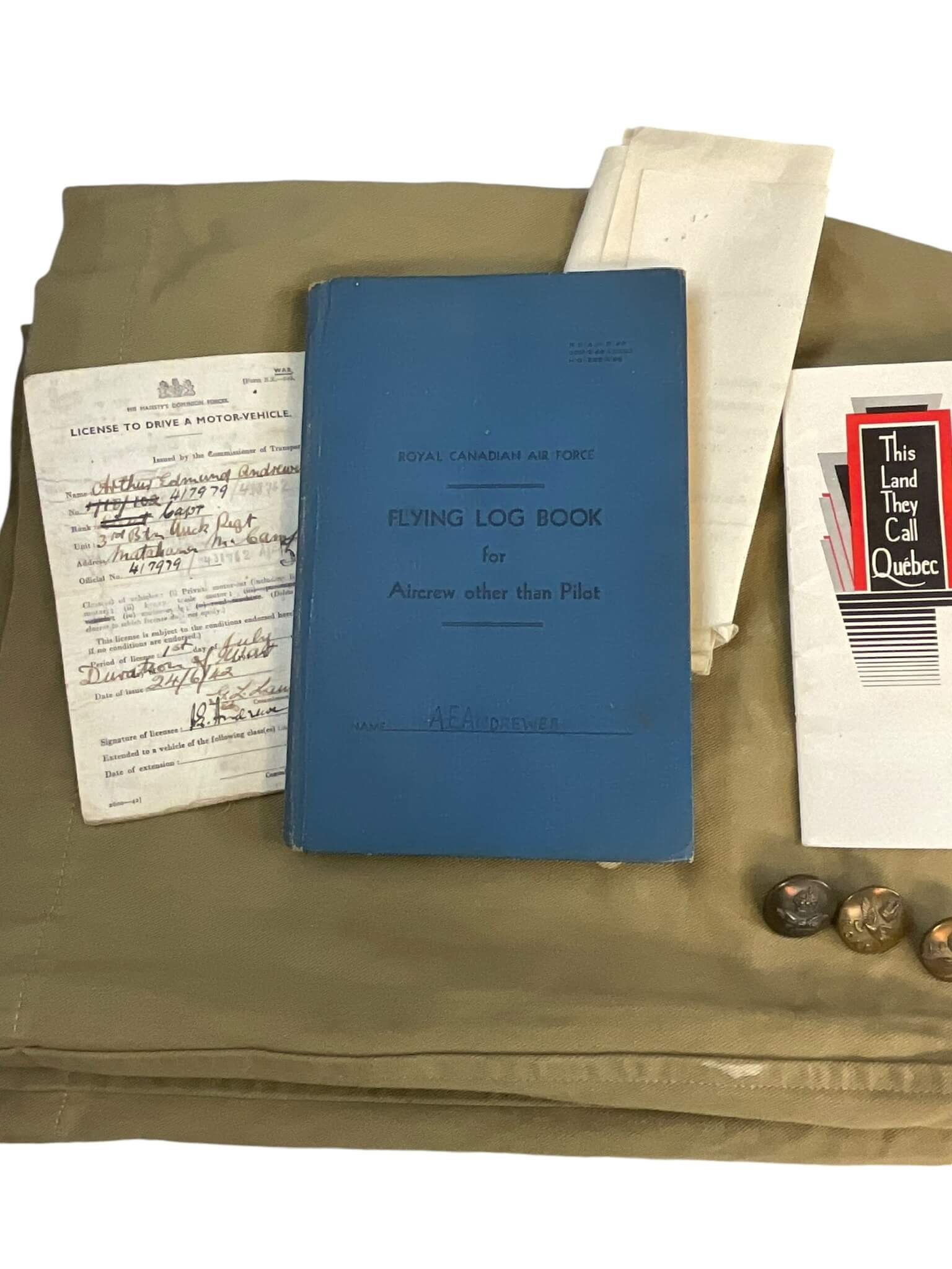 WW2 New Zealand Mosquito Navigator Uniform X 3 Log Book Grouping WW2 New Zealand Mosquito Navigator Uniform X 3 Log Book Grouping