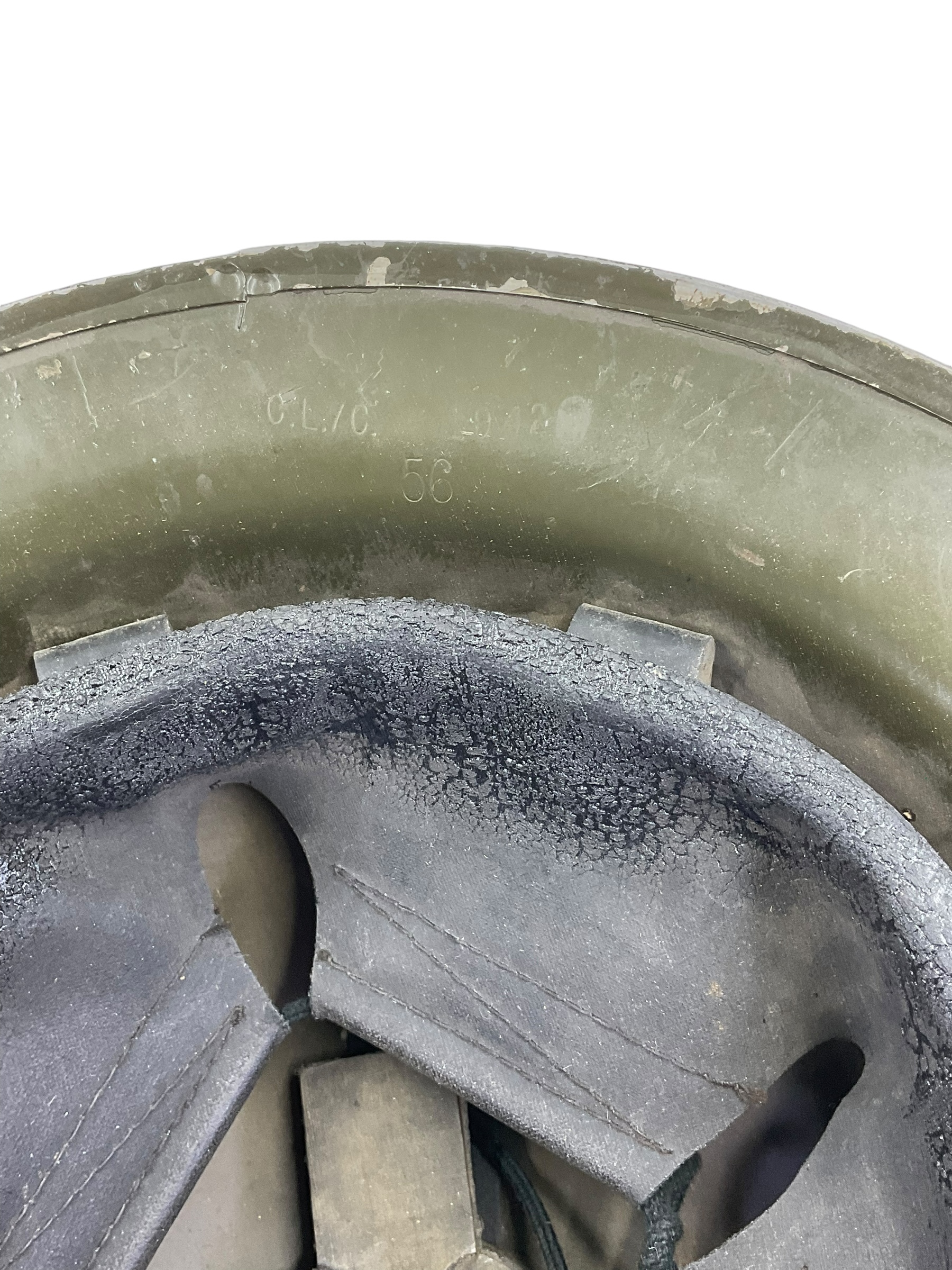 WW2 Canadian Steel Helmet CLC 1942 Dated Size 7 1/8 Black Overpainted WW2 Canadian Steel Helmet CLC 1942 Dated Size 7 1/8 Black Overpainted