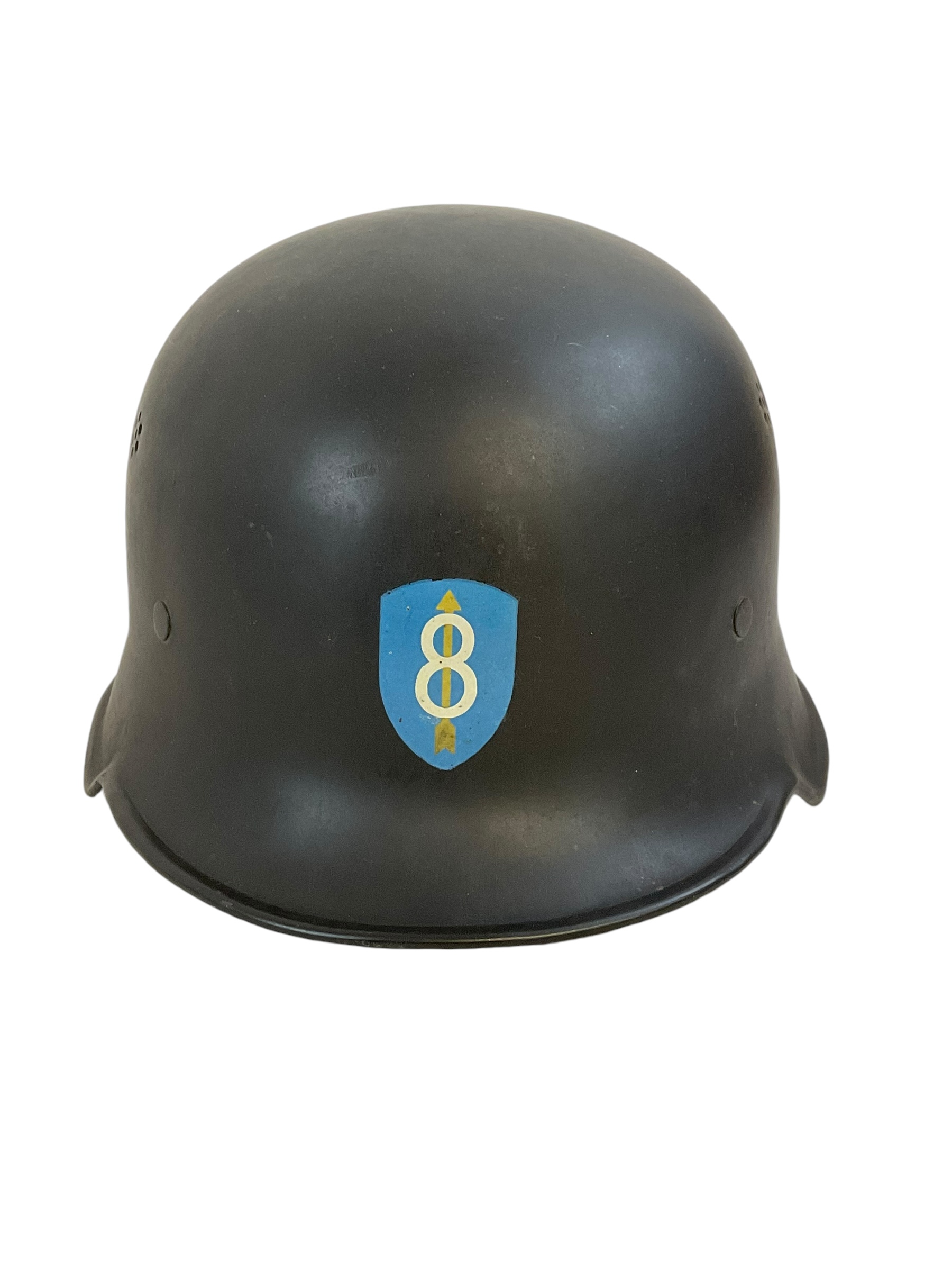 WW2 German Fire Police Feuerschutzpolizei Helmet Captured By US 8th Infantry Souvenir WW2 German Fire Police Feuerschutzpolizei Helmet Captured By US 8th Infantry Souvenir