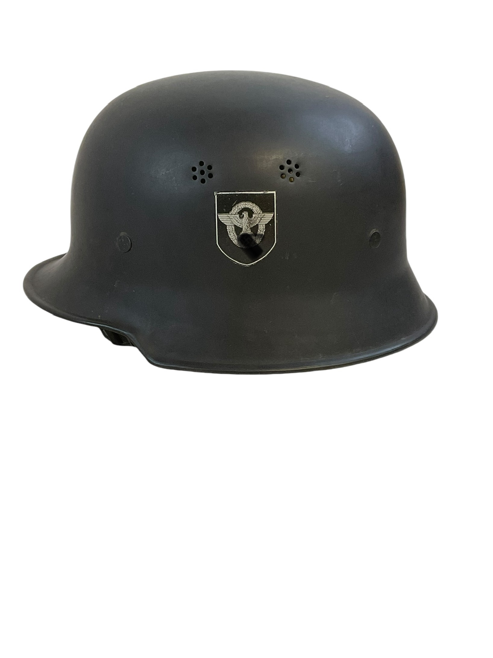 WW2 German Fire Police Feuerschutzpolizei Helmet Captured By US 8th Infantry Souvenir WW2 German Fire Police Feuerschutzpolizei Helmet Captured By US 8th Infantry Souvenir
