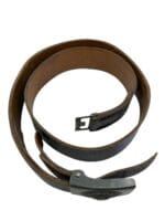 WW2 German Army Heer Fieldgray Steel Buckle With 1941 Dated Tab Black Leather Belt RBN#