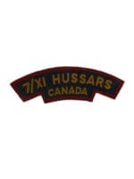 WW2 Canadian 7th/11th Hussars Canvas Shoulder Title Single