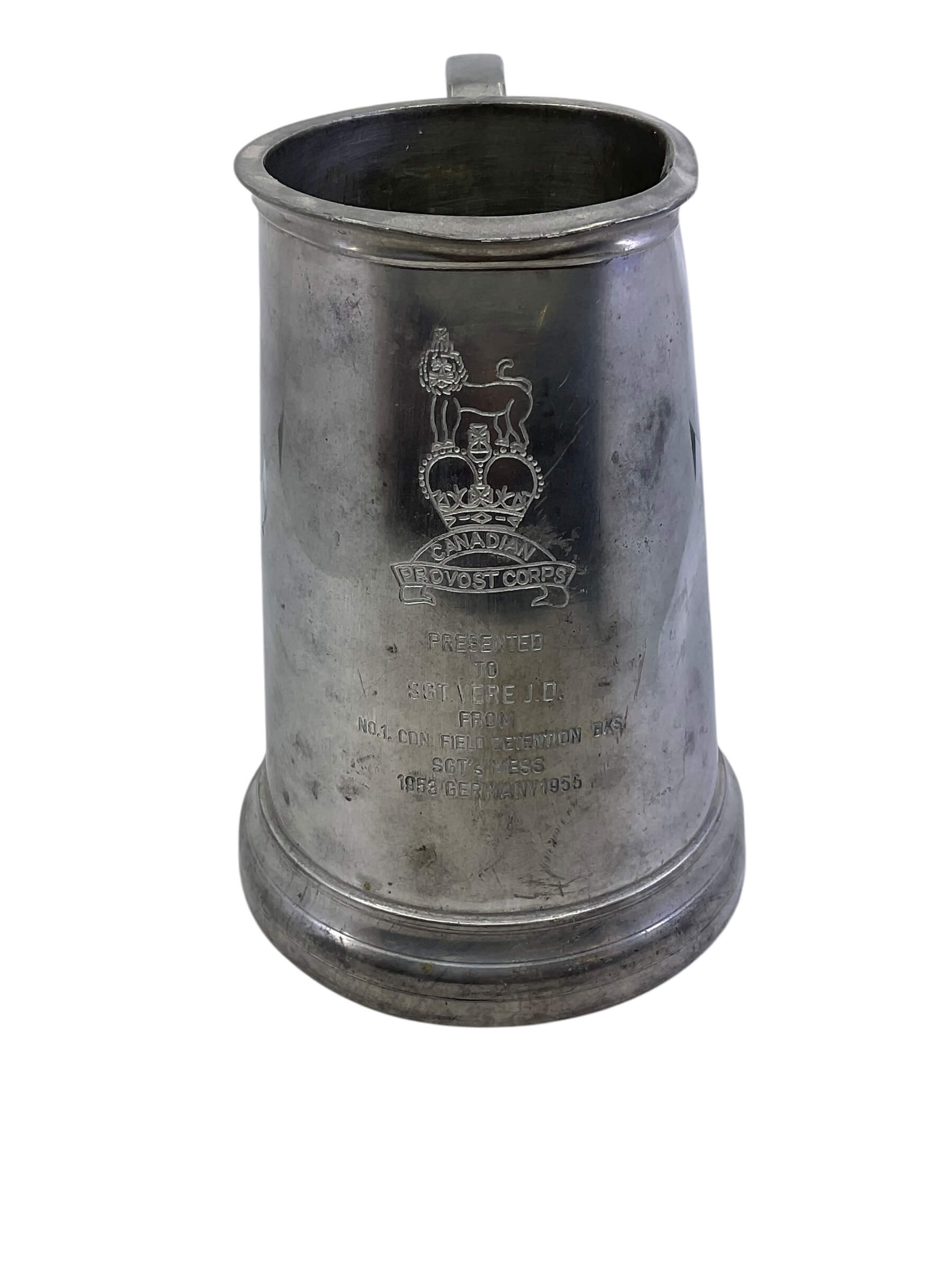 Canadian Provost Corps 1 Field Detention Barracks German Presentation Beer Stein Canadian Provost Corps 1 Field Detention Barracks German Presentation Beer Stein