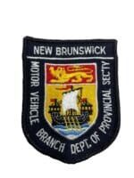 Canadian New Brunswick Motor Vehicle Branch Department of Provincial Security Black Border Patch