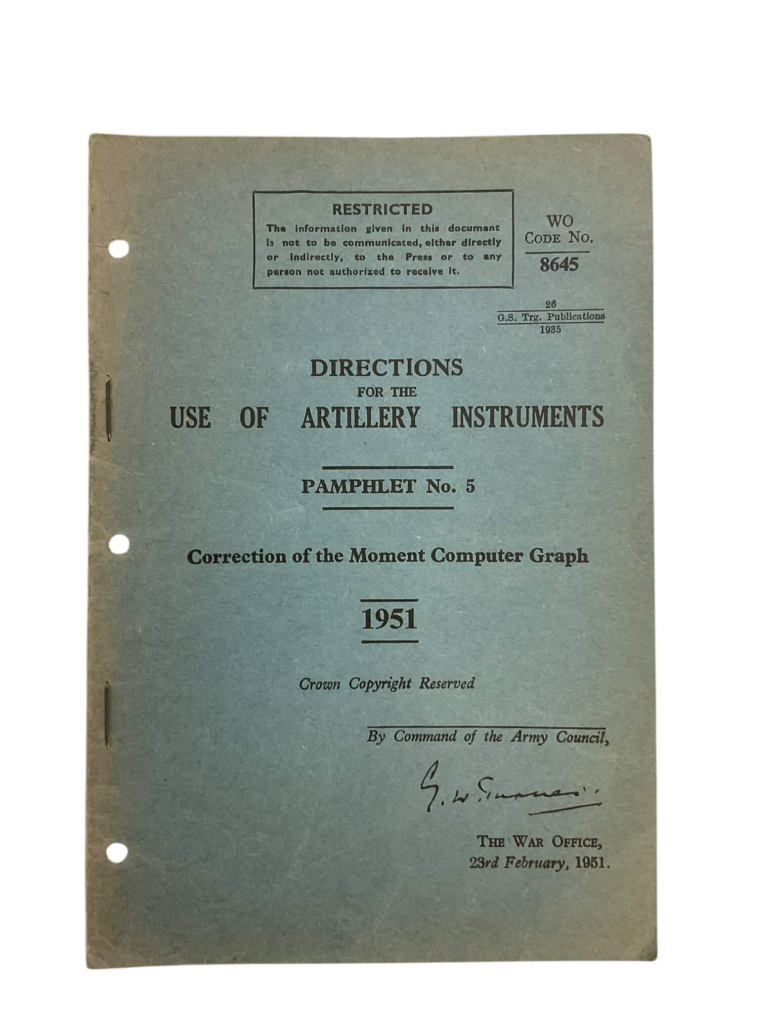 British Army Directions for the Use of Artillery Instruments Pamphlet No 5 1951 Used Softcover Reference Book British Army Directions for the Use of Artillery Instruments Pamphlet No 5 1951 Used Softcover Reference Book