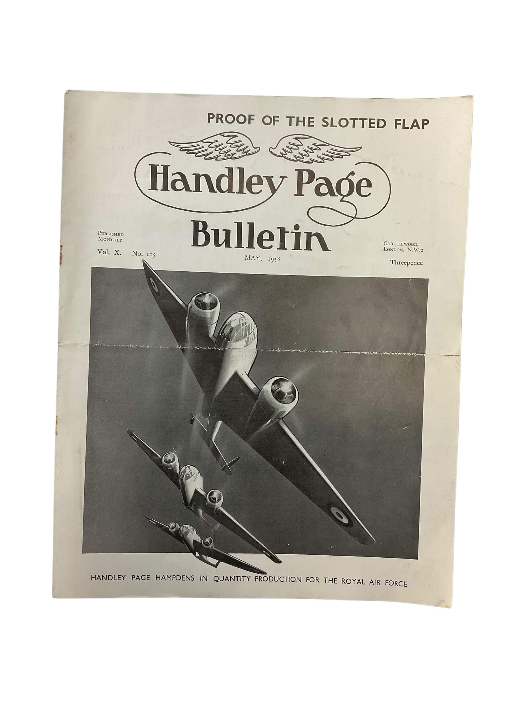 WW2 British RAF Proof of the Slotted Flap Handley Page Bulletin May 1938 Vol 10 No 115 Used Softcover Reference Magazine WW2 British RAF Proof of the Slotted Flap Handley Page Bulletin May 1938 Vol 10 No 115 Used Softcover Reference Magazine