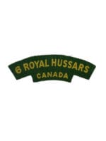 WW2 Canadian 6 Royal Hussars Canvas Shoulder Title Single