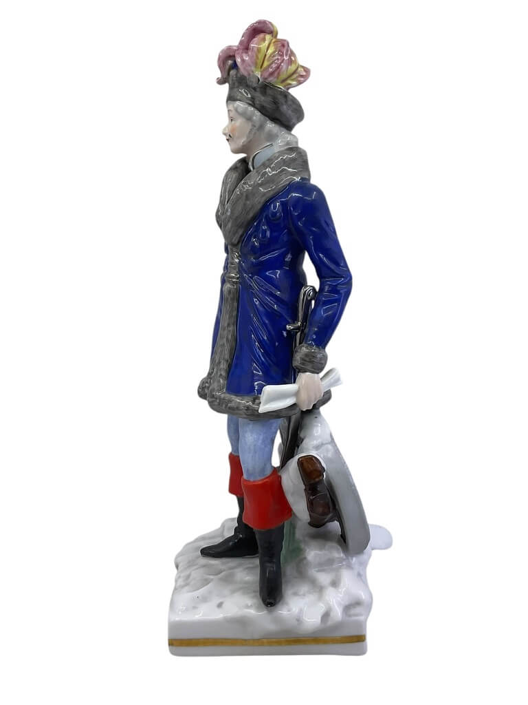 German 1880 to 1890 Voight Bros Sitzendorf Cossack Lieutenant Porcelain Statue 10.5 Inches German 1880 to 1890 Voight Bros Sitzendorf Cossack Lieutenant Porcelain Statue 10.5 Inches