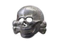 WW2 German SS Aluminum Totenkopf Skull Cap Badge By Overhoff Marked S.P.40