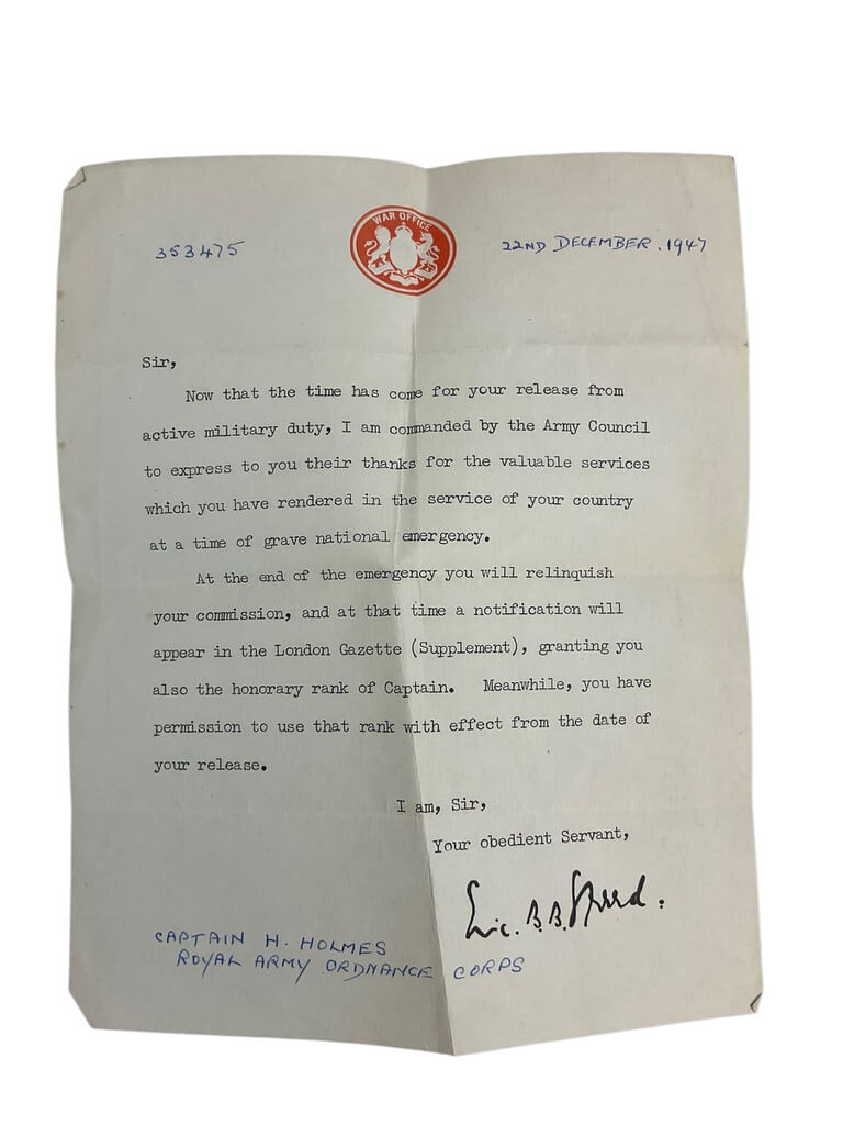 WW2 British Medal Group West Yorkshire Regiment with Regular Army Long Service Medal Lt Holmes RAOC and Paperwork WW2 British Medal Group West Yorkshire Regiment with Regular Army Long Service Medal Lt Holmes RAOC and Paperwork