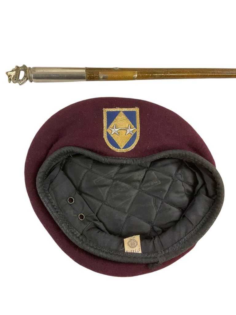 US Army Major General E. R. Ochs Maroon Beret and Swagger Stick US Army Major General E. R. Ochs Maroon Beret and Swagger Stick