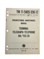US Army Terminal Telegraph Telephone AN/TCC-29 1966 Manual Reference Book