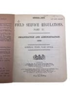 WW1 British BEF Field Service Regulations Part 2 Manual Dated 1909 Used Hardcover Reference Book