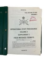 Canadian Forces Field Message Formats Supplement 2 Vol 2 Manual Reference Book