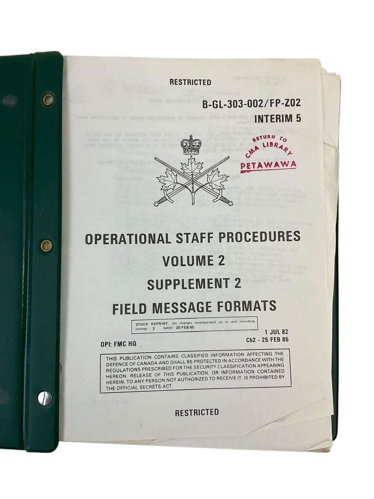 Canadian Forces Field Message Formats Supplement 2 Vol 2 Manual Reference Book Canadian Forces Field Message Formats Supplement 2 Vol 2 Manual Reference Book