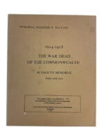 WW1 British Plymouth Memorial Part 1 1914 Used Softcover Reference Book