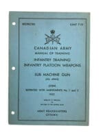 Canadian Army Infantry Training SMG STEN 1953 Used Softcover Reference Book