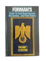 WW2 German Forman's Guide to the Third Reich Documents and Their Values Vol 1 New Hardcover Reference Book