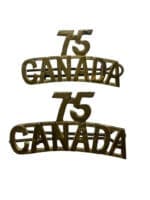 WW1 Canadian CEF 75th Battalion Officers Shoulder Titles Insignia Pair