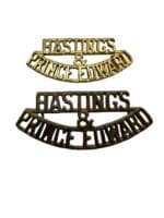 WW2 Canadian Hastings and Prince Edward Regiment Brass Shoulder Titles Insignia Pair