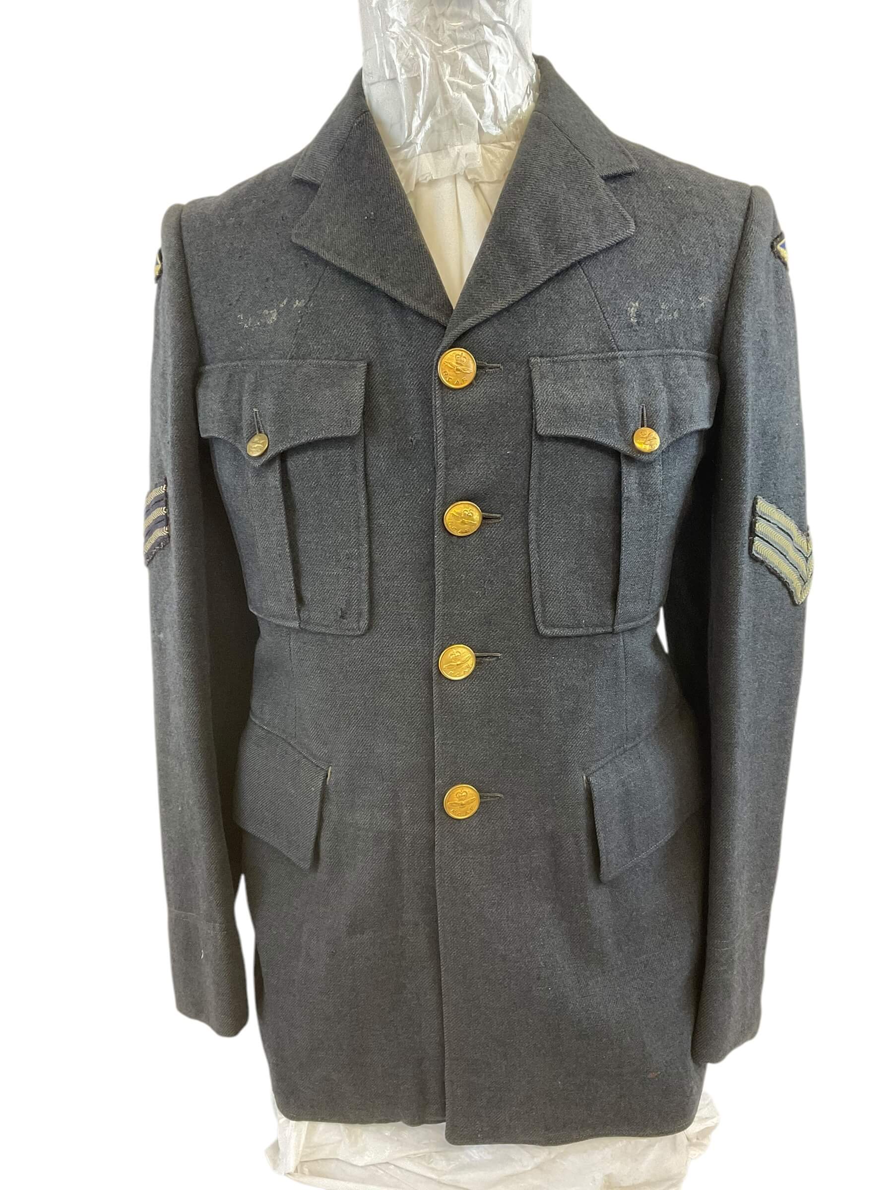 WW2 Canadian RCAF 4 Pocket Sgt Service Dress Named Bill Johnson WW2 Canadian RCAF 4 Pocket Sgt Service Dress Named Bill Johnson