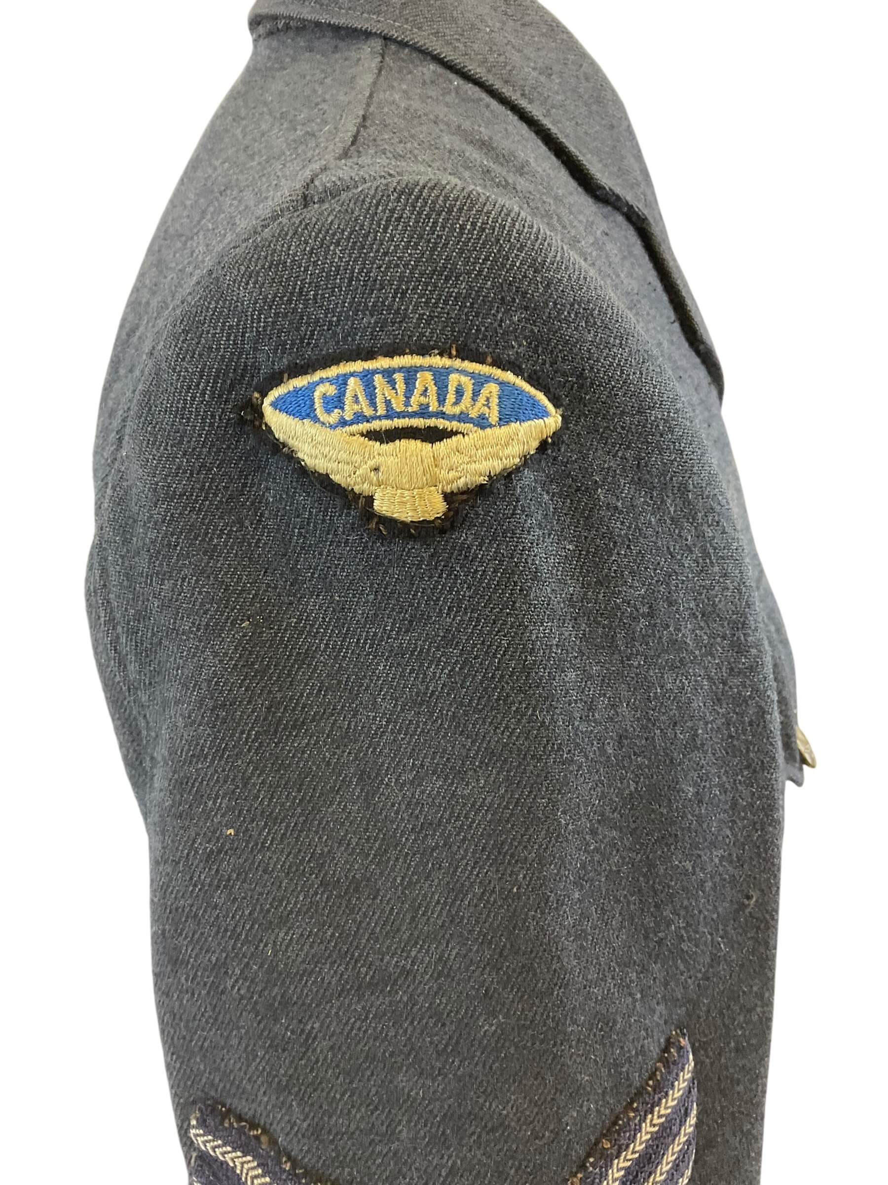 WW2 Canadian RCAF 4 Pocket Sgt Service Dress Named Bill Johnson WW2 Canadian RCAF 4 Pocket Sgt Service Dress Named Bill Johnson