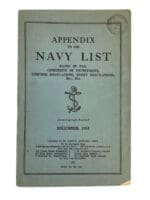 British RN Appendix to the Navy List December 1951 Reference Book