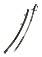 French Napoleonic Cavalry Officers Sword with Steel Scabbard Blue and Gilt Blade