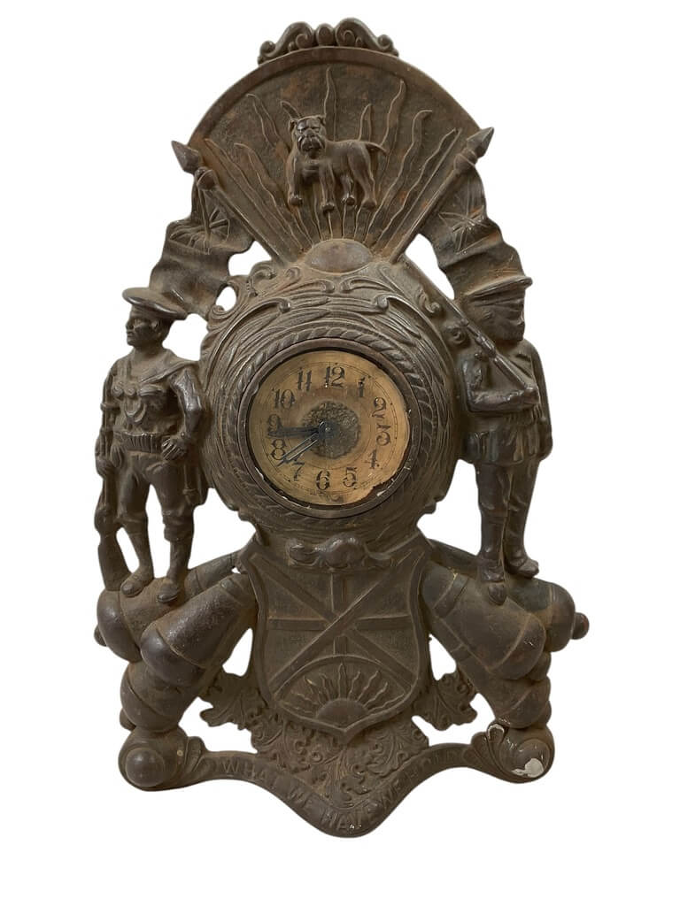 WW1 Canadian Cast Iron Patriotic Mantel Clock WW1 Canadian Cast Iron Patriotic Mantel Clock