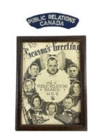 WW2 Canadian Public Relations Canada Shoulder Title and Seasons Greetings Card Framed 8 X 6 Inches