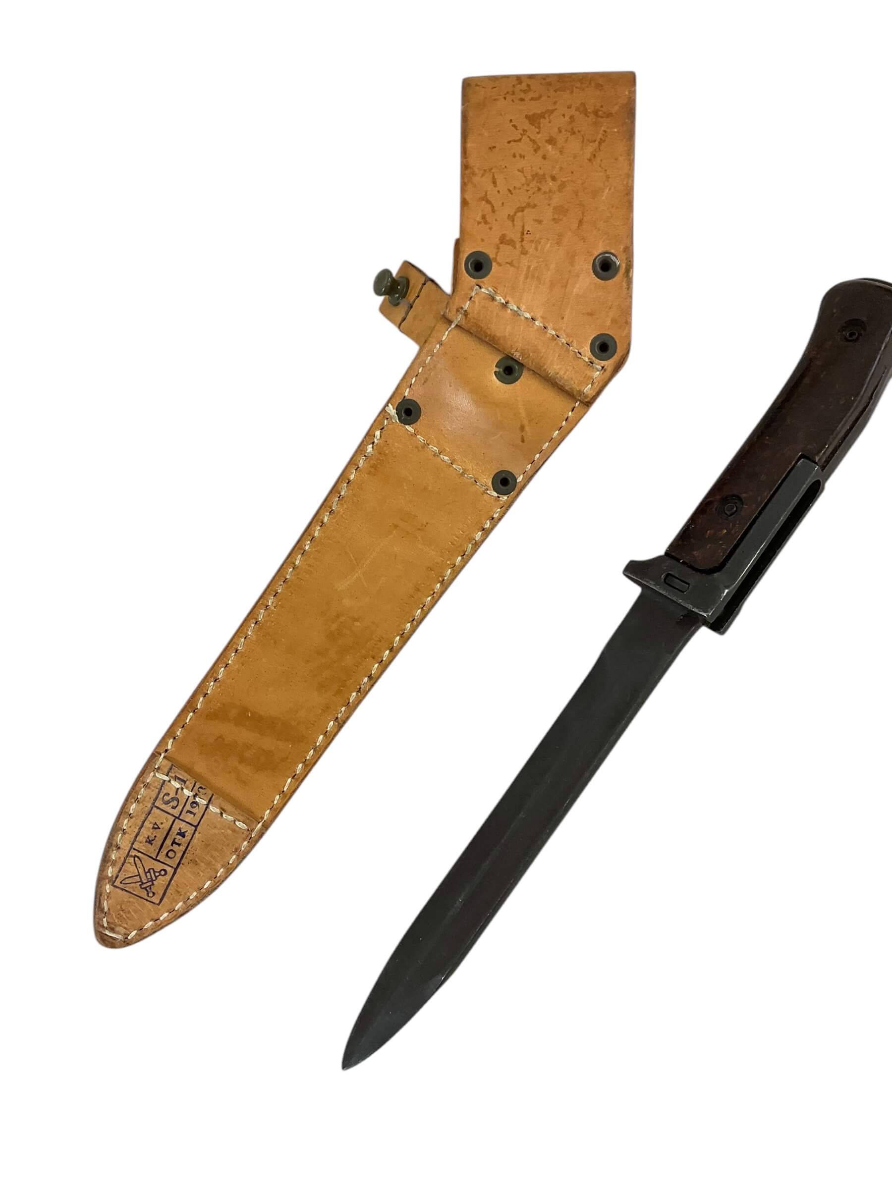 Czech Army VZ-58 Bayonet with Leather Scabbard Dated 1973 Czech Army VZ-58 Bayonet with Leather Scabbard Dated 1973